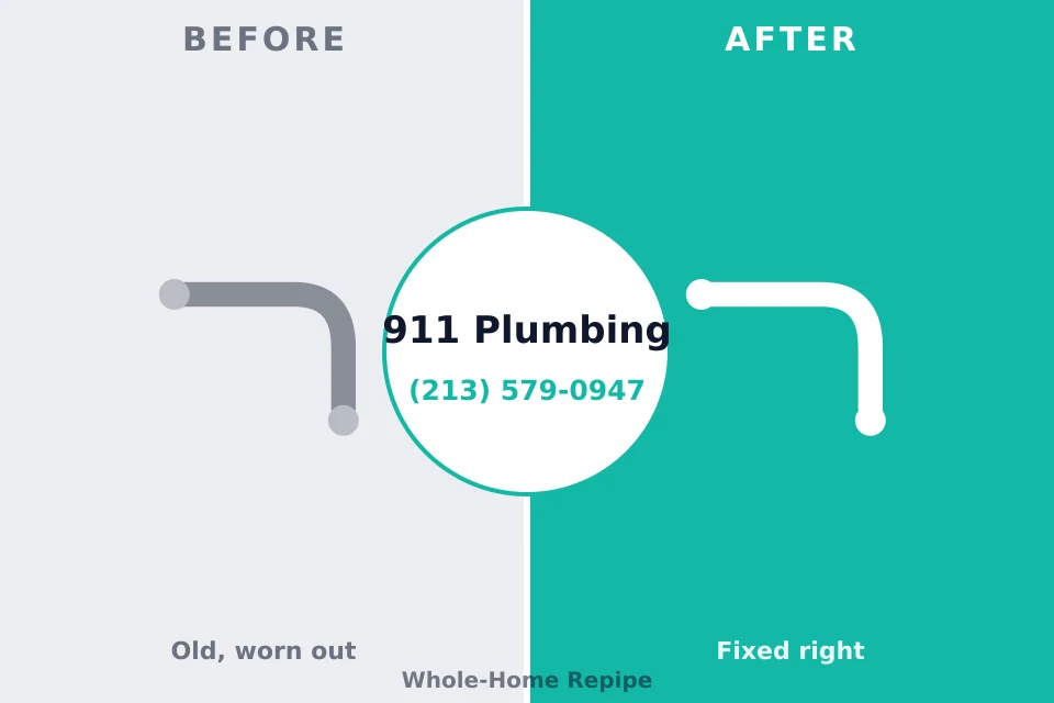 Before and after: plumbing repair The Villages, FL